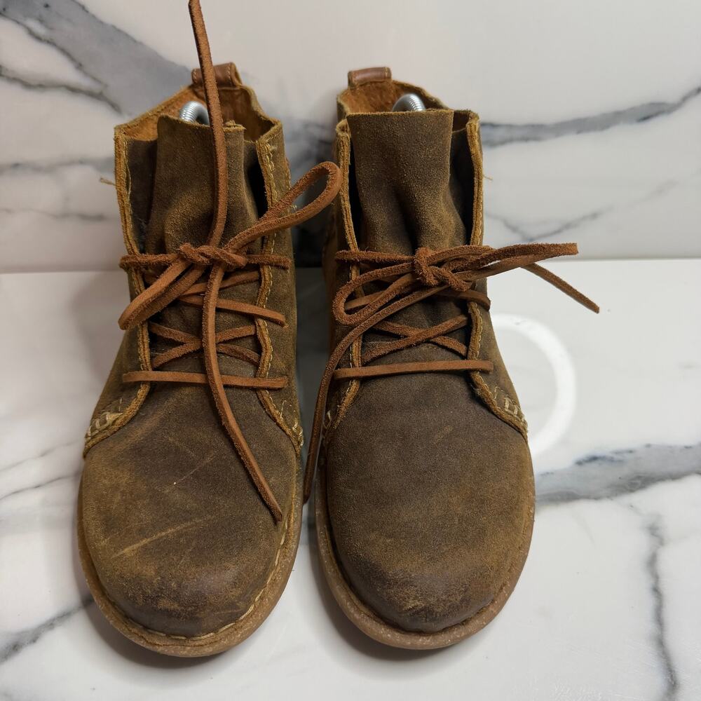 Born Women's Brown Suede Temple Chukka Ankle Boots Sz 7.5 Comfort Minimalist - Picture 2 of 7